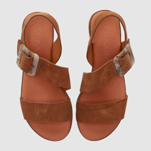 Sandalias de Serraje - Cuero - Tacón: Bajo