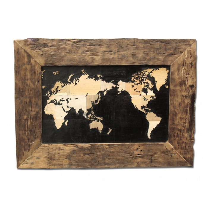 Tableau carte monde en bois de teck - EARTH