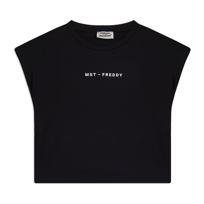 T-shirt manica corta cropped con stampe MST FREDDY