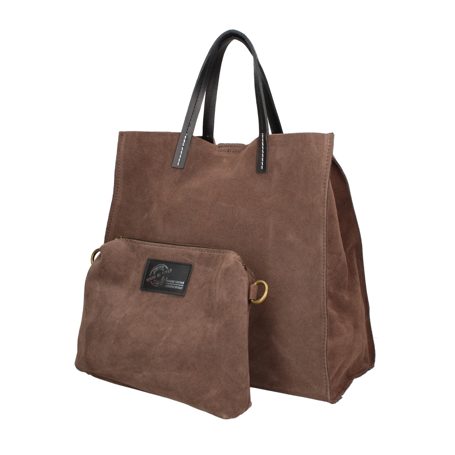 Borsa a mano da donna Made in Italy - Modello Novara Lux - Pelle Scamosciata - 34.5 x 32.0 x 17.0 cm