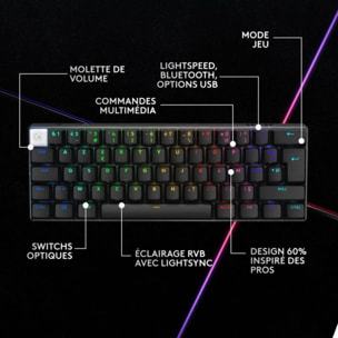 Clavier gamer sans fil LOGITECH G PRO X 60 LIGHTSPEED NOIR