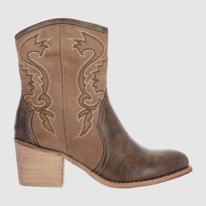 Botines de Tejido - Taupe - Tacón: 7 cm
