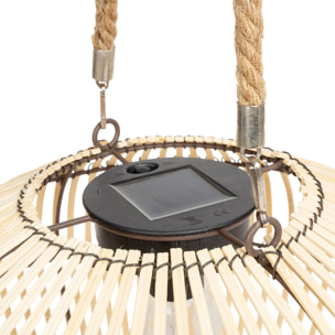 Lampe extérieur solaire LED à suspendre ou à poser Lilou rotin naturel Ø 31.5cm
