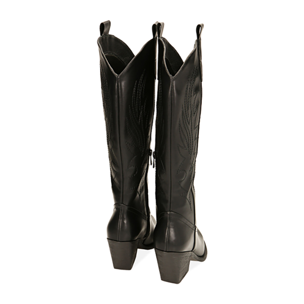 Botas tejanas negras, tacón de 8 cm