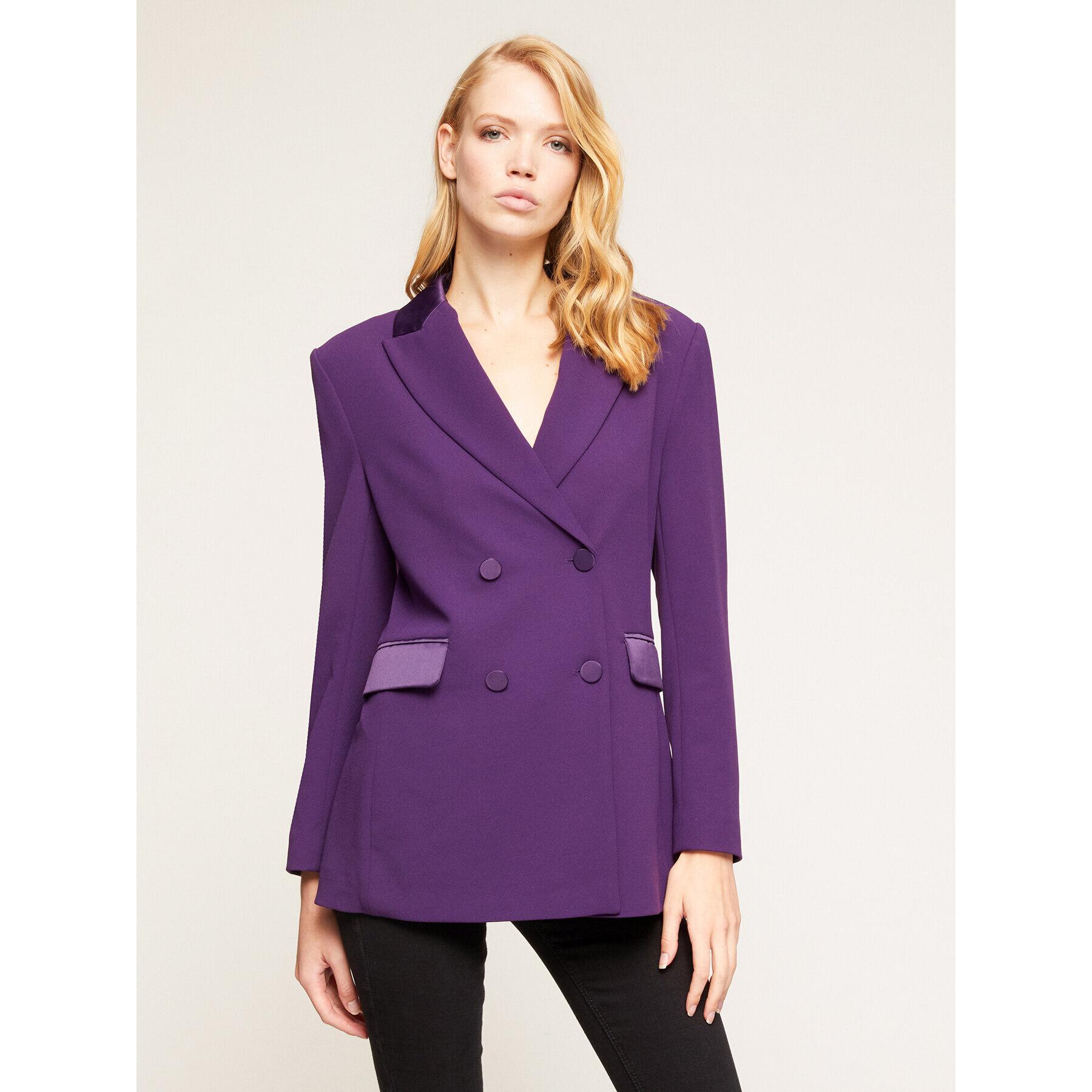 Motivi - Chaqueta blazer larga con aplicaciones de raso - Violeta