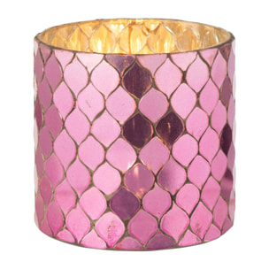 J-Line bougeoir Cylindre Mosaïque - verre - fuchsia