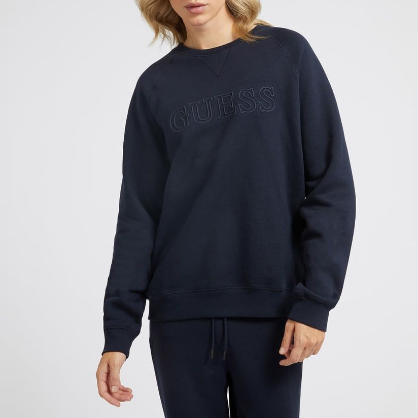 Sweat Aldwin - coton biologique - logo - bleu marine