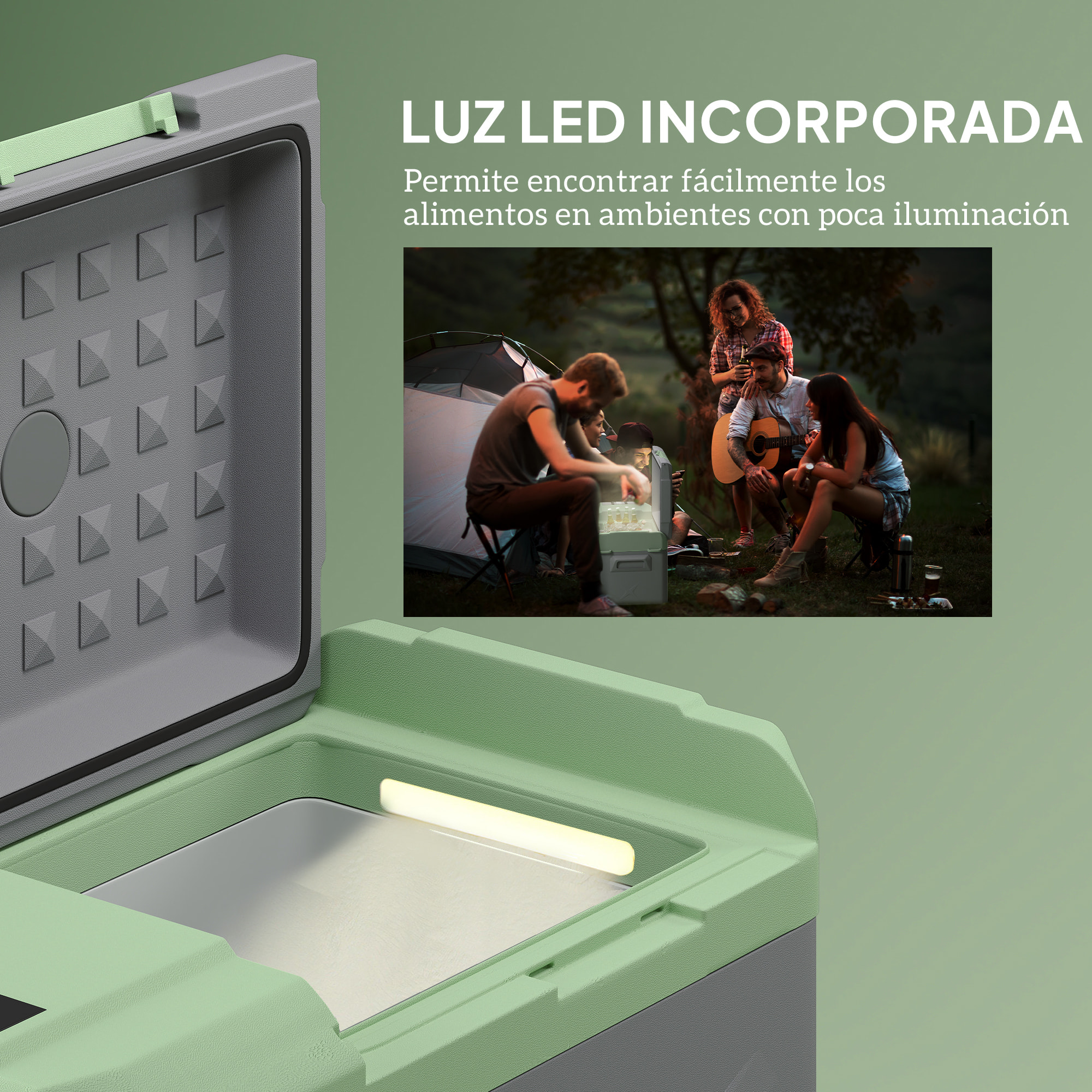 Nevera Portátil Eléctrica 17,4L Refrigerador de Coche 12/24/220V con Compresor Luz LED Pantalla Digital Modos ECO y MAX de -20℃ a +20 ℃ Puerto USB para Hogar Camping Viajes Automóvil