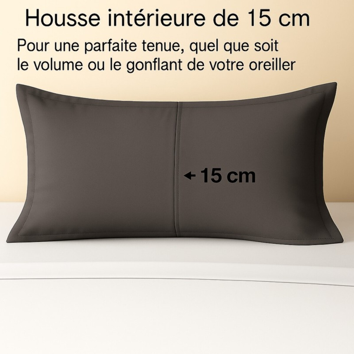 Parure de lit unie - taie 60x60 cm | 100 % polyester | Gris ardoise | Douce et respirante