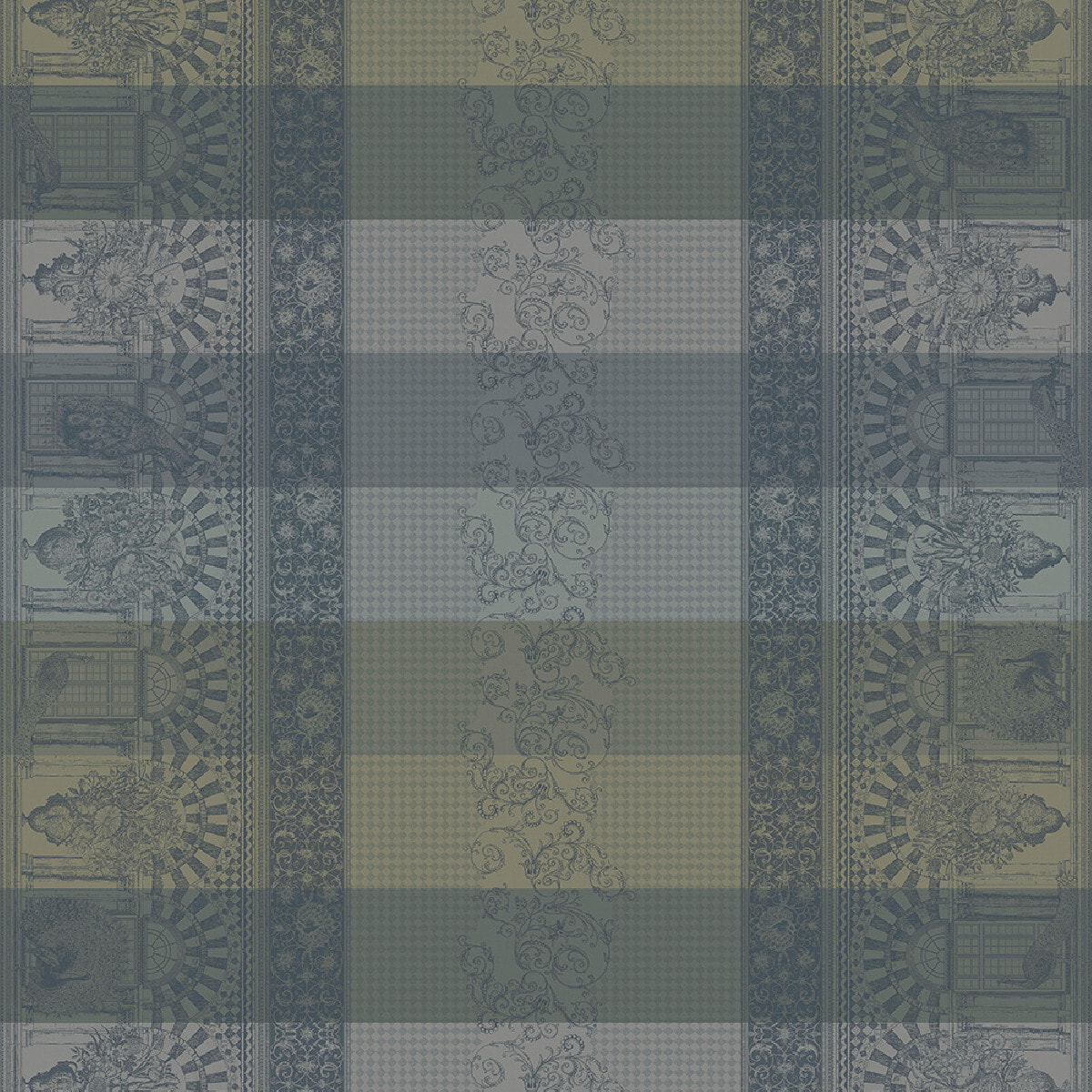 Nappe anti tache pur coton motif jacquard Arcades linea bronze