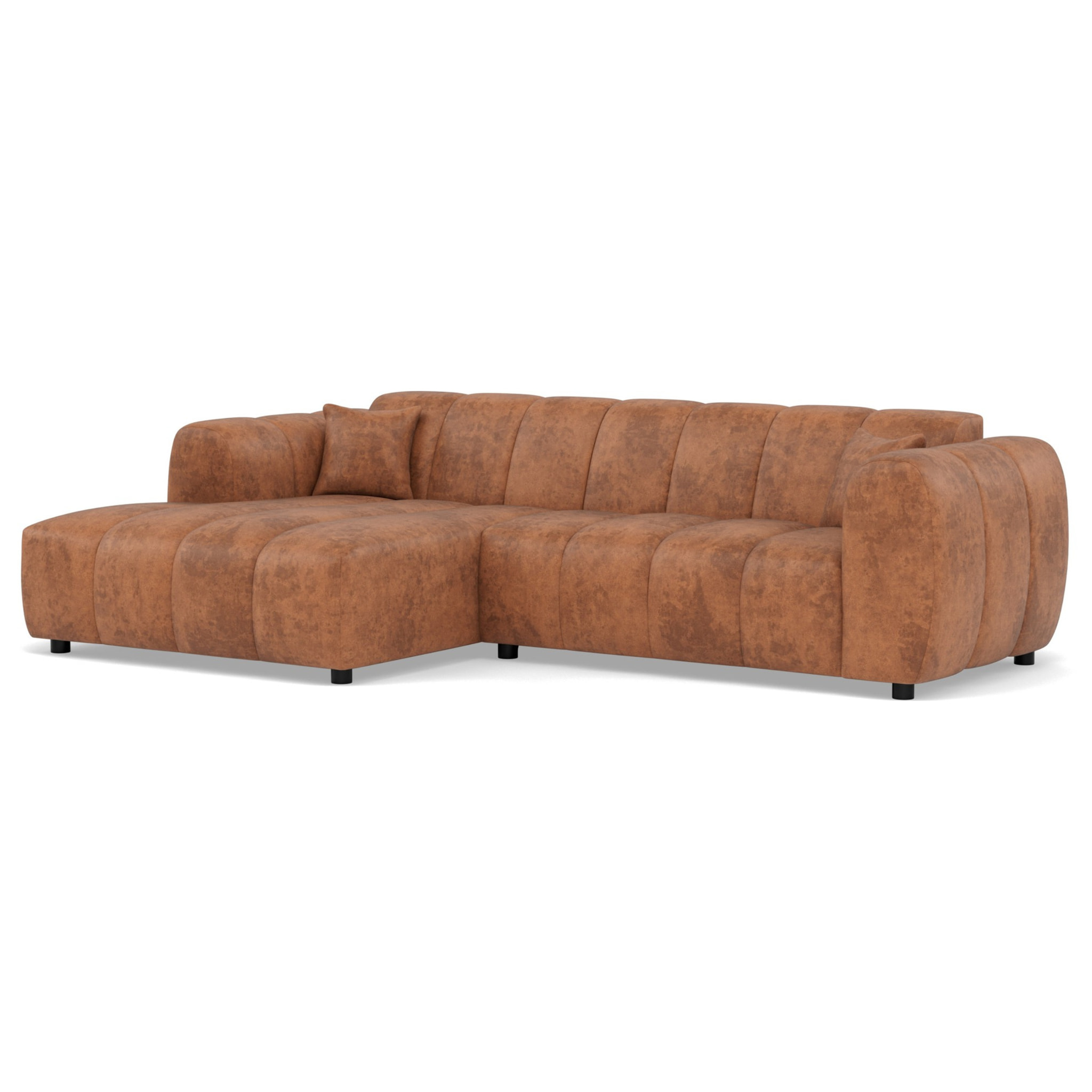Curtis - canapé d'angle gauche 4 places en simili - Cognac