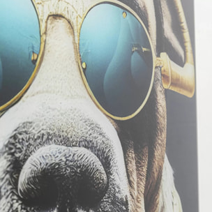Tableau en verre chien lunettes 60x80cm Kare Design
