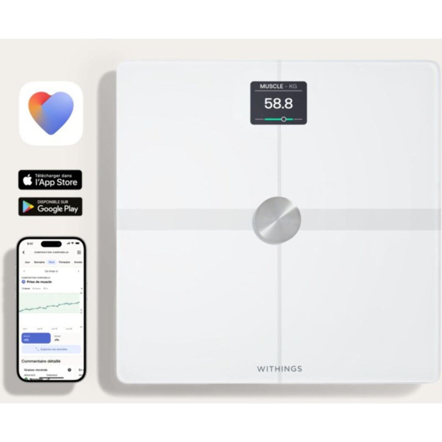 Pèse personne connecté WITHINGS Body Smart Blanc