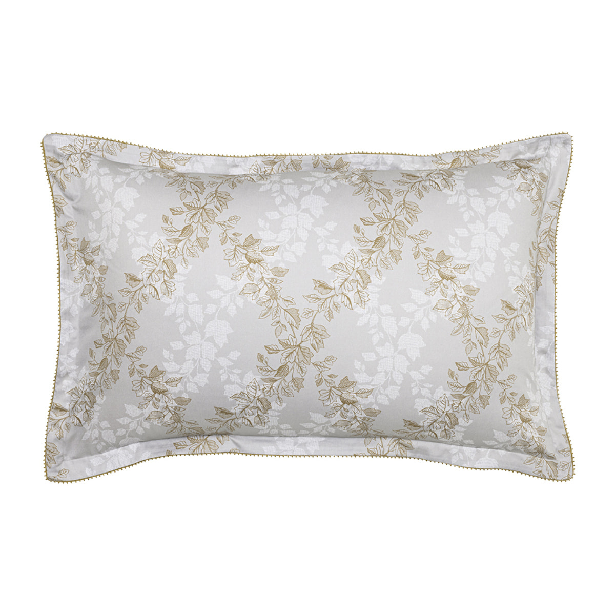 Taie d'oreiller imprimée en satin de coton bio, ROCAILLE, Gris Brume