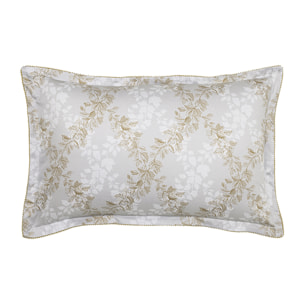 Taie d'oreiller imprimée en satin de coton bio, ROCAILLE, Gris Brume