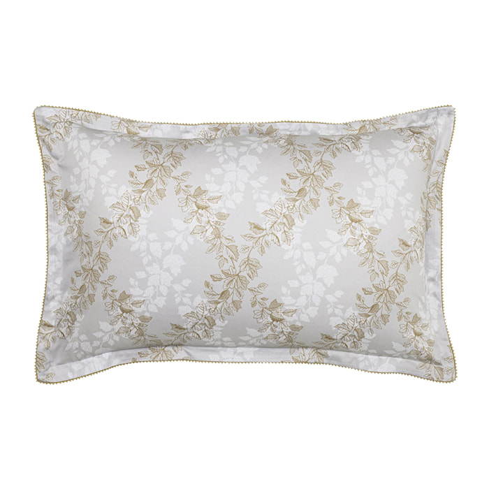 Taie d'oreiller imprimée en satin de coton bio, ROCAILLE, Gris Brume