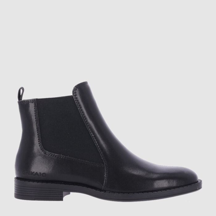 Botines de Piel - Negro - Tacón: Bajo