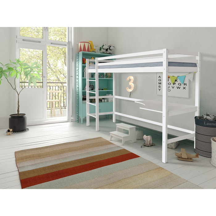 Lit Enfant Mezzanine avec Bureau "Angéla" 90 x 190 cm - Blanc