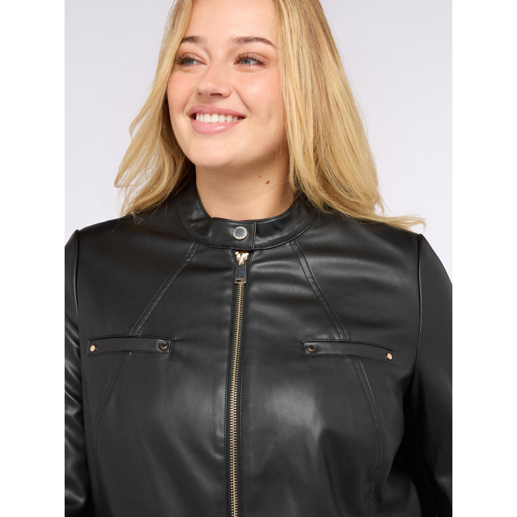 Fiorella Rubino - Chaqueta biker con partes en tejido elástico - Negro