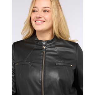 Fiorella Rubino - Chaqueta biker con partes en tejido elástico - Negro