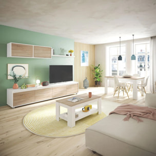 Mesa de comedor extensible blanco mate y roble canadian 140-190x90 cm Danna Blanco Artik (Blanco Mate) - Roble Canadian