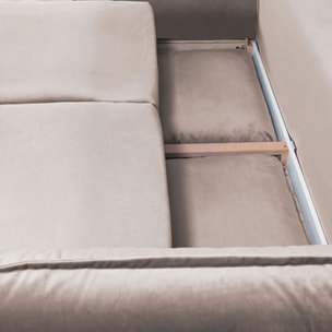 Canapé Velours Droit Convertible Verduro - 3 Places