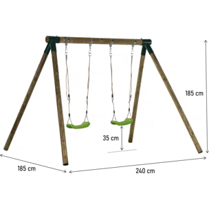 Portique bois "Eden" - Avec 2 balançoires.