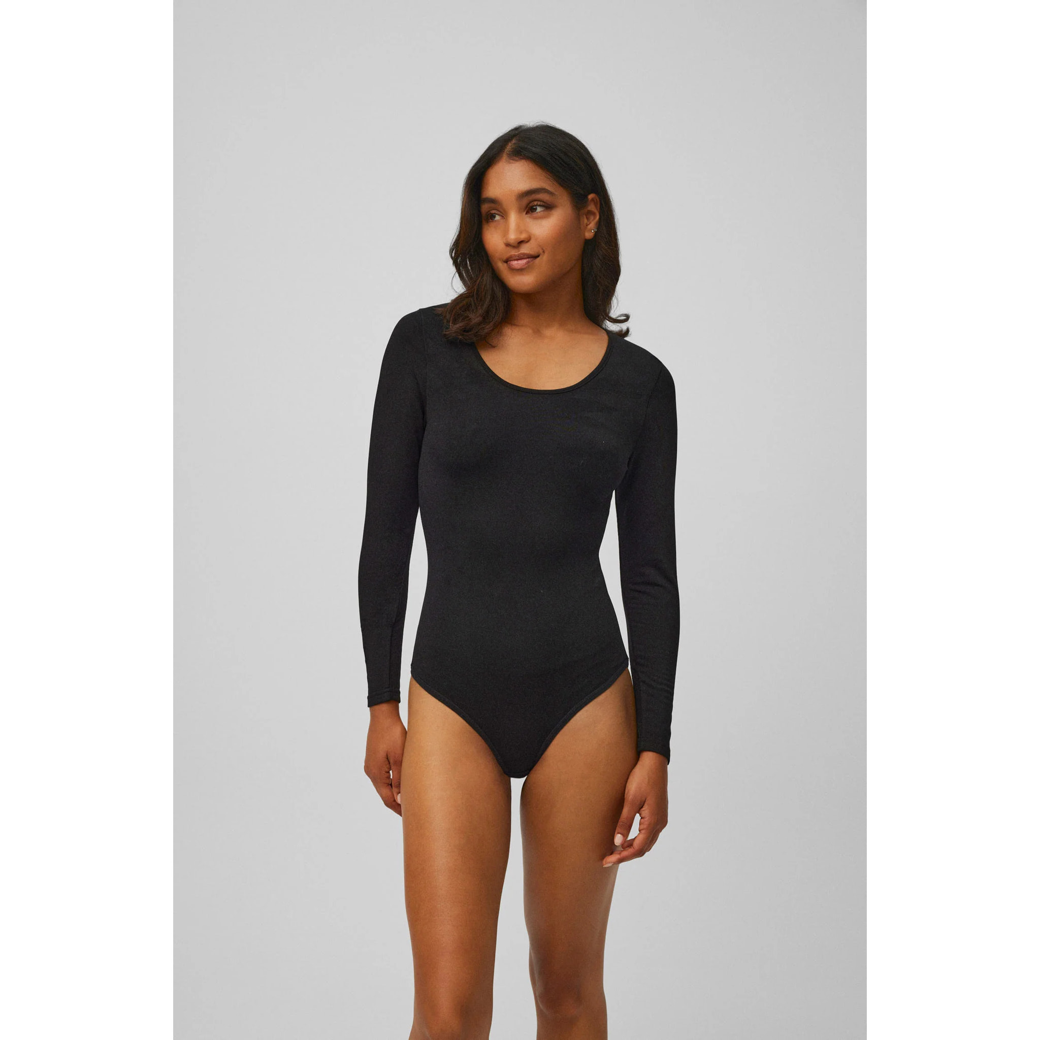 Body termico felpato a manica lunga nero