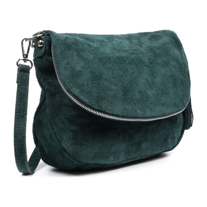 Amanda borsa a tracolla donna. Pelle autentica finitura Scamosciata.