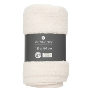 Plaid "Subli" - fausse fourrure bouclée - ivoire - 120x160 cm