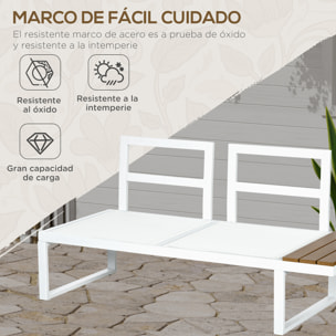 Conjunto de Muebles de Jardín Exterior 4 Piezas Juego de Muebles de Terraza Incluye 2 Sofás Dobles 1 Sofá Esquinero Reclinable y Mesa de Centro con Cojines para Patio Crema