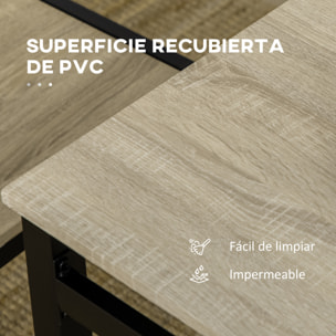 Juego de Mesa y Sillas de Comedor, Mesa de Cocina Rectangular con 4 Sillas, Estilo Moderno, Marco Metálico, para Espacios Pequeños, Salón, Roble y Negro