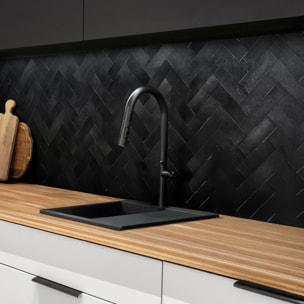 Crédence adhésive murale 3D  - Effet chevron 4 pièces - Noir