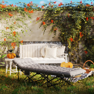 Lit de camping pliable - matelas, pochette latérale sac intégré - métal tissu Oxford - 185 x 68 x 37 cm - gris clair