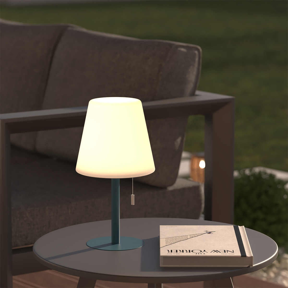 Lampe USB d extérieurled "Zack" bleu canard H30cm