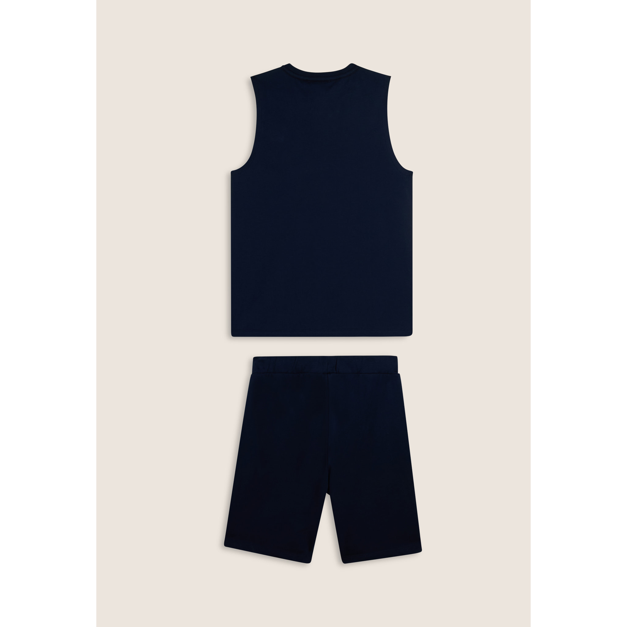 Completo sportivo in cotone con top smanicato e bermuda