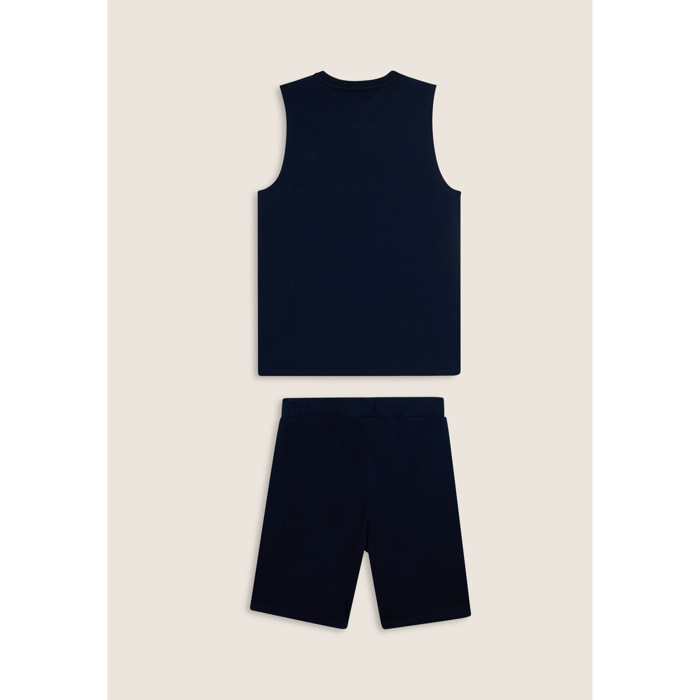 Completo sportivo in cotone con top smanicato e bermuda