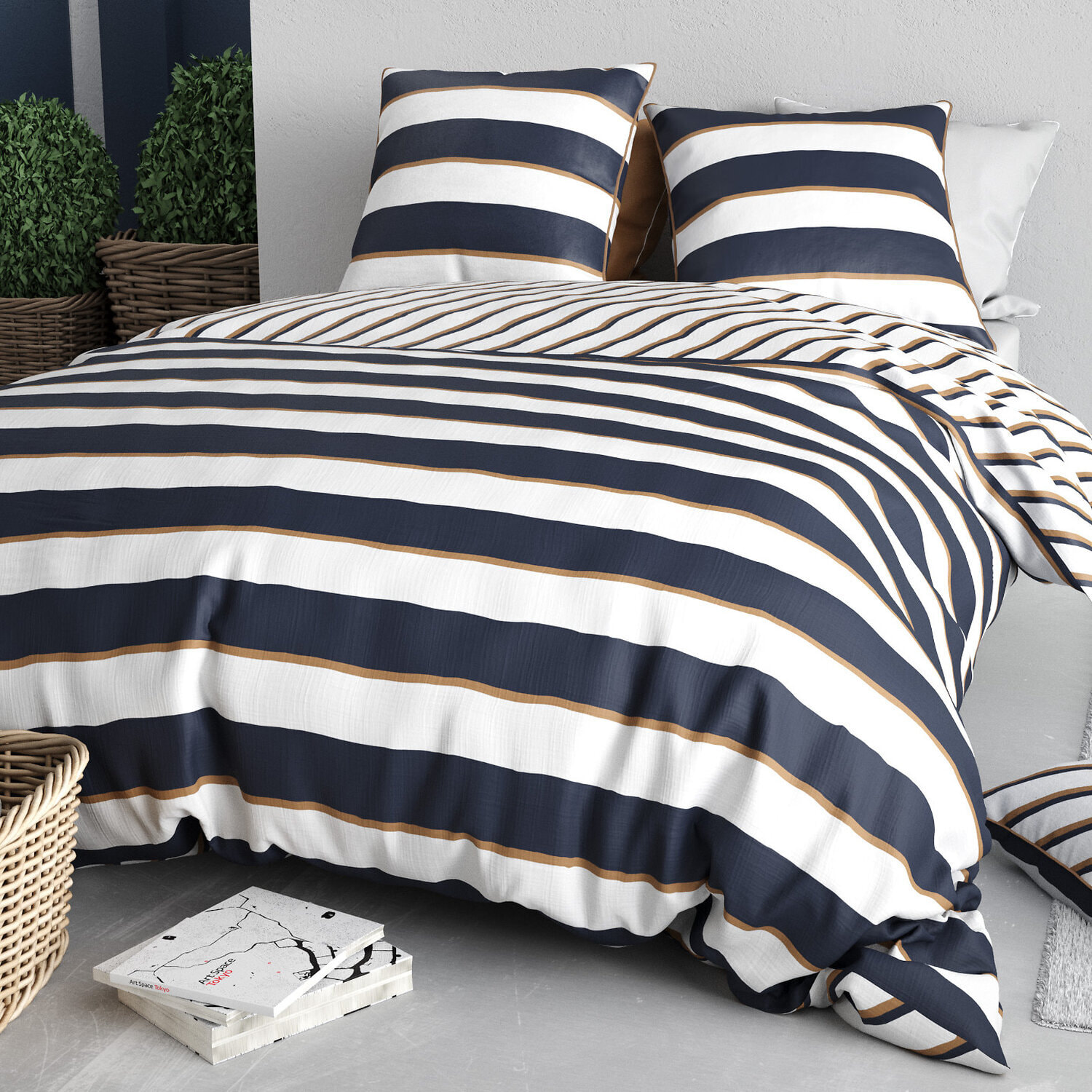 Parure housse de couette 3pcs 100% coton 57 fils nolwenn