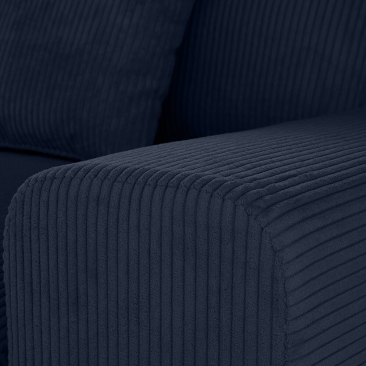Garance - module d'assise 2 places avec accoudoir droit - en velours côtelé - Bleu nuit