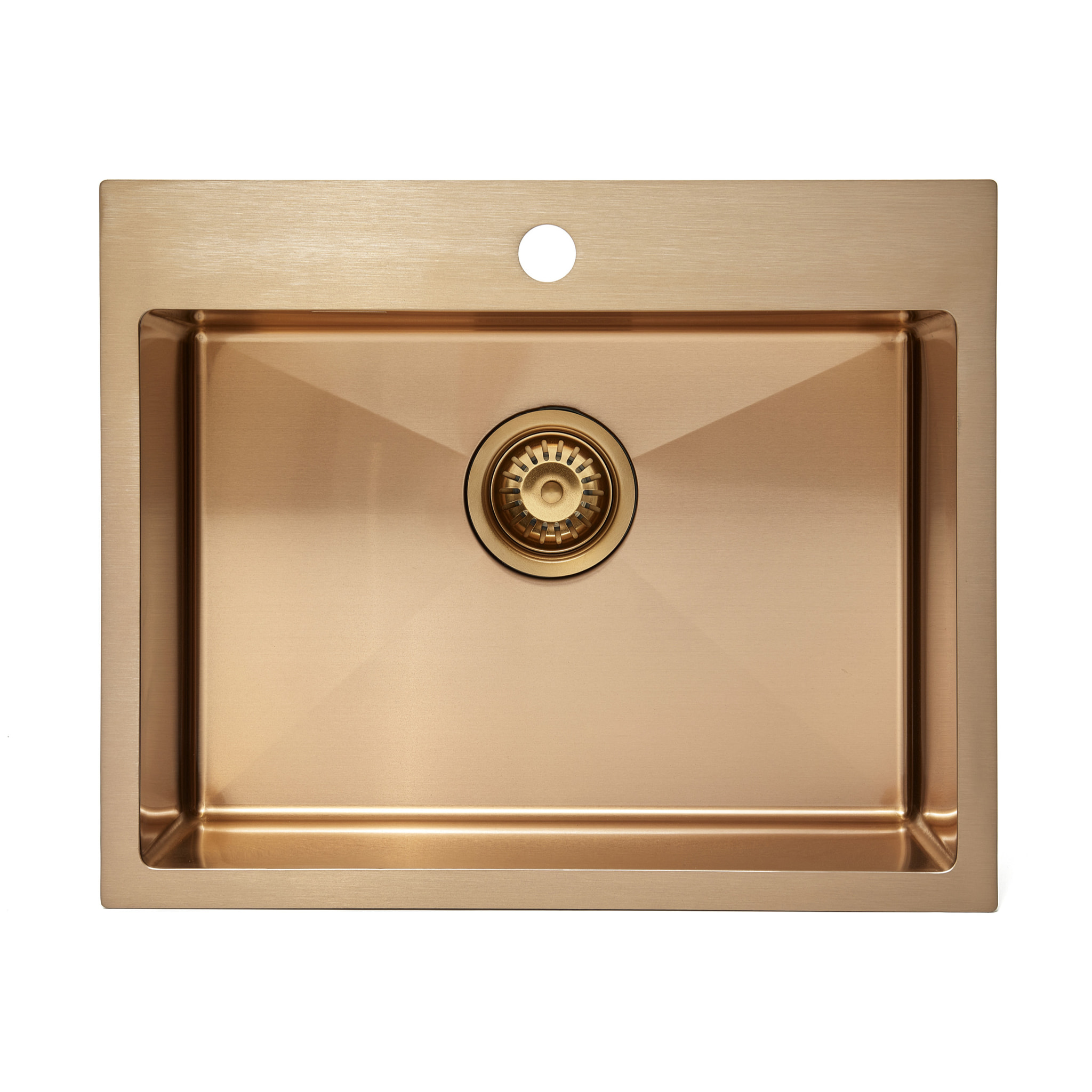 Swiss Aqua Technologies Aurum Évier de cuisine encastrable inox 304, 1 bac, 55x45x21 cm, Cuivre brossé PVD