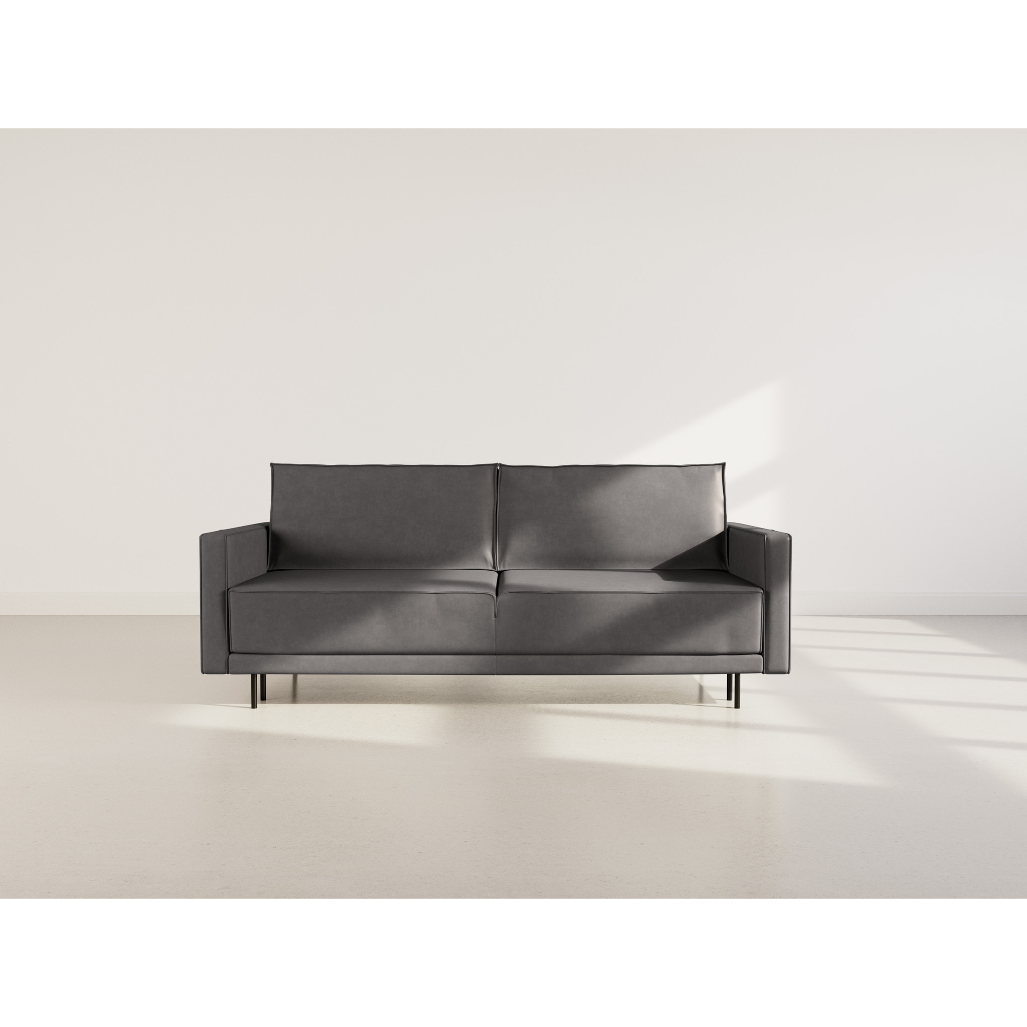 Charlie - Canapé droit 3 places convertible avec coffre en simili - Gris