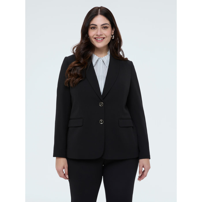 Fiorella Rubino - Blazer fitted in tessuto stretch - Nero