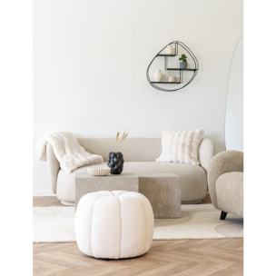 Pouf Paisley Teddy Bianco Panna — Ø48×38 cm, HN1259