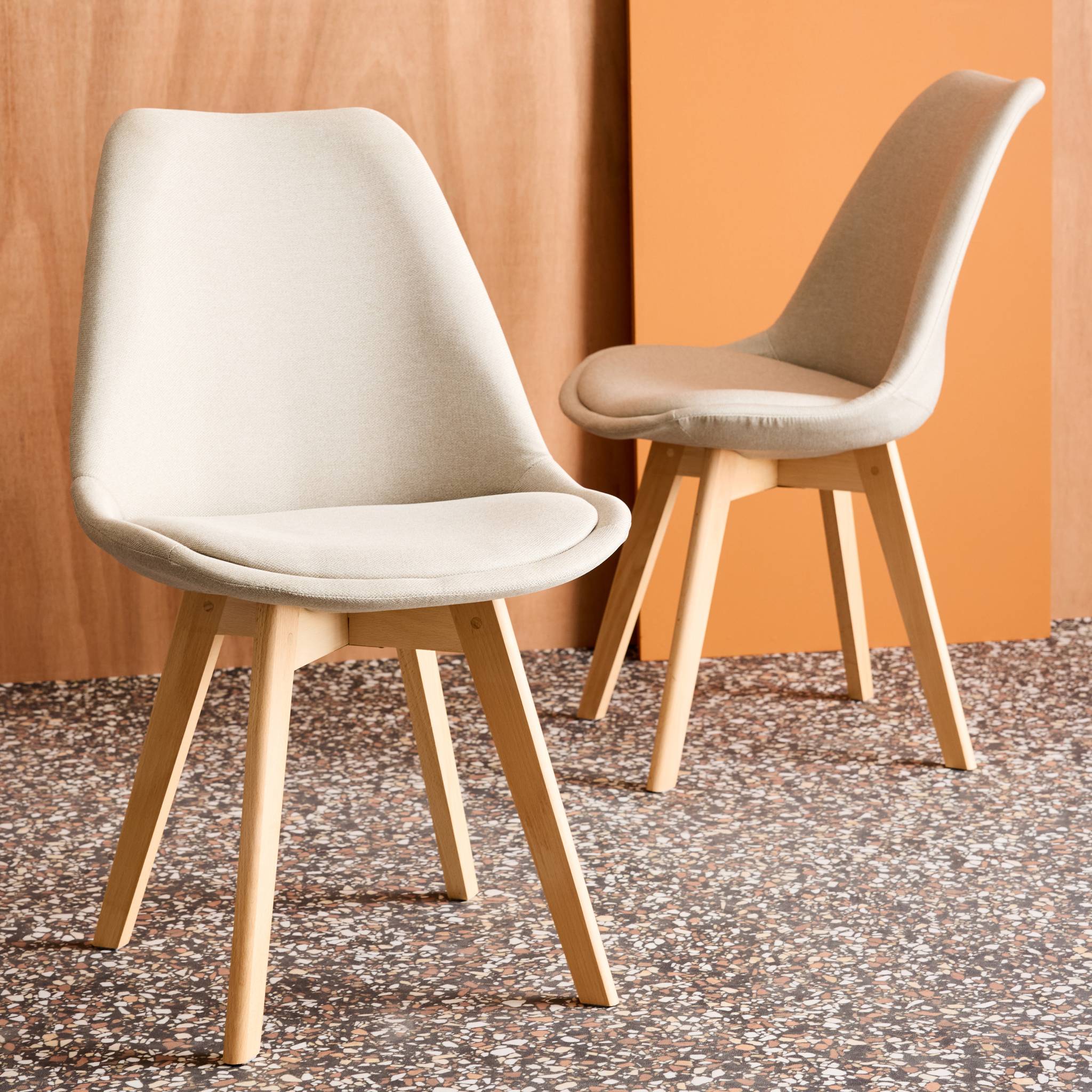 Chaise scandinave bois de hêtre et tissu (lot de 4) NILS