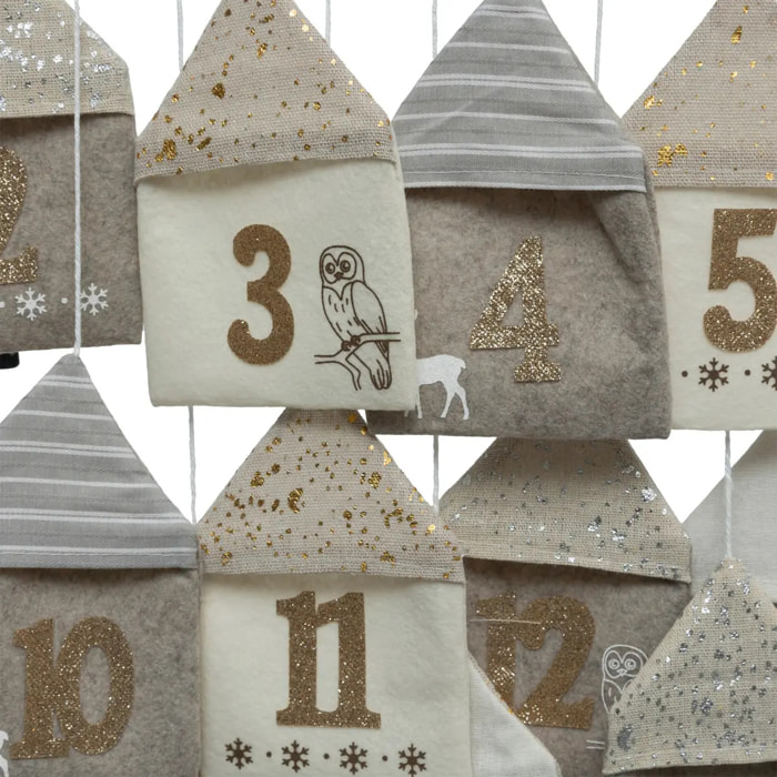 Suspension murale calendrier de l'avent beige l90cm