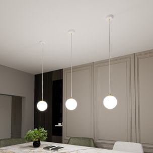 Lampada a sospensione Royal in acciaio bianco opaco e oro