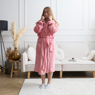 Robe de chambre - THE CONCEPT FACTORY - Sherpa - Ultra douce - Rose et blanc