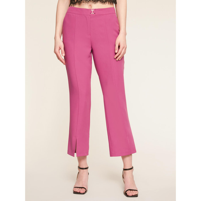 Motivi - Pantalones elegantes acampanados con abertura inferior - Rosa