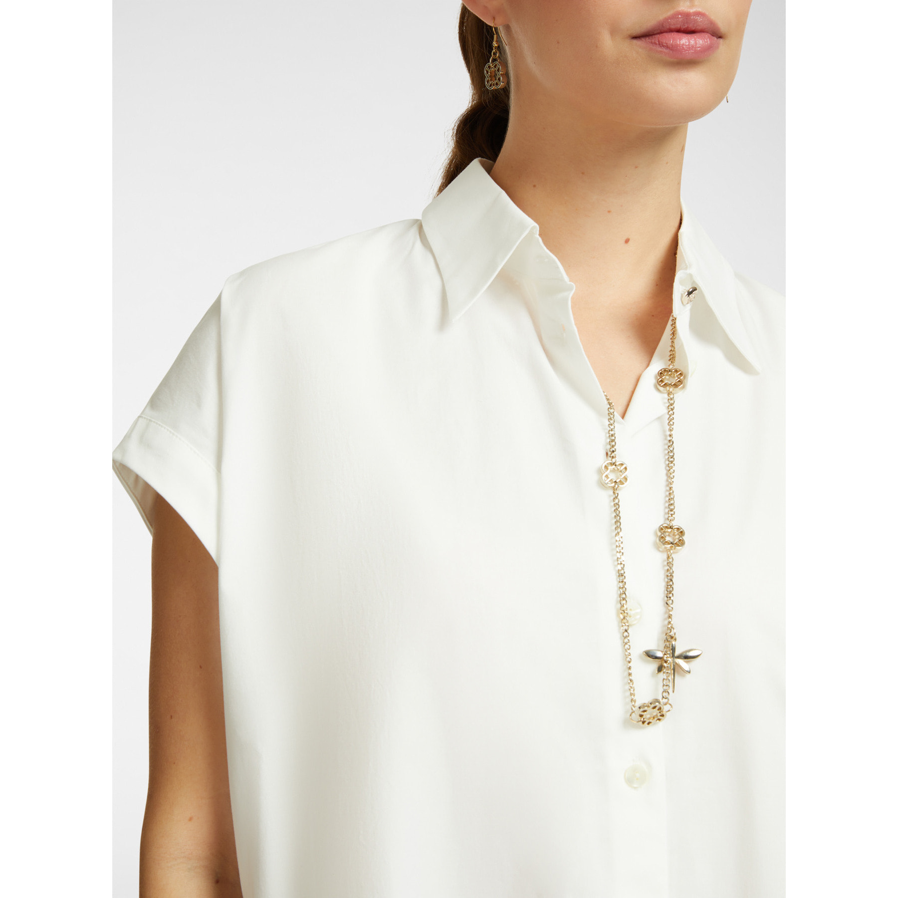 Elena Mirò - Camisa de algodón de verano. - Blanco