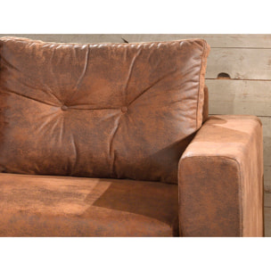 NORDIC - Canapé d'angle gauche - 5 places - Convertible - Industriel vintage - Marron